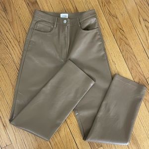 ARITZIA MELINA WORN ONCE WILFRED LIGHT BROWN LEATHER PANTS
